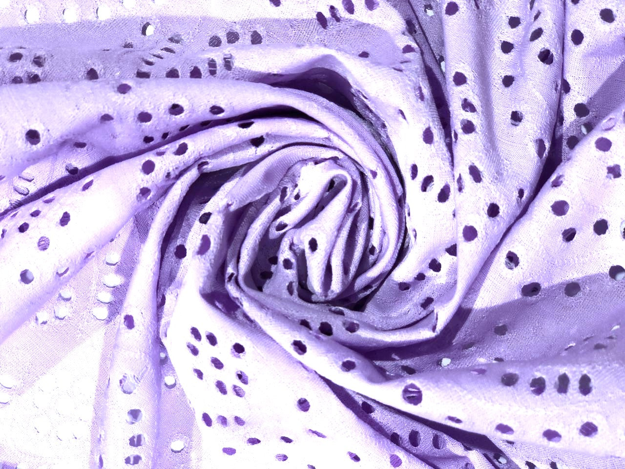 Knitted fabric with cutwork embroidery with slight stretch lilac color 58" wide [17626]