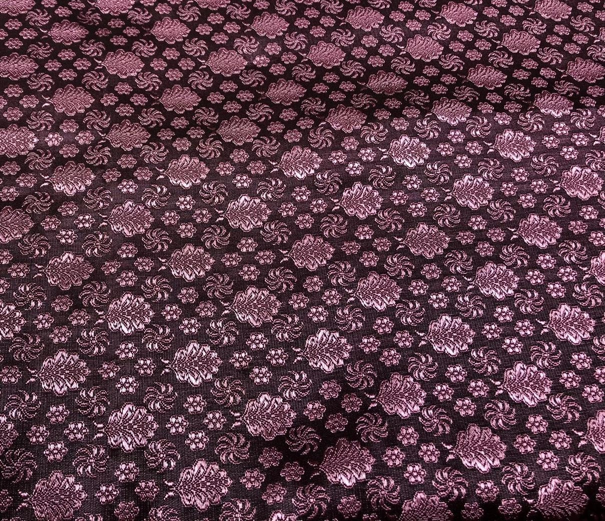 Silk Brocade fabric mulberry color with small self color motifs [17557]