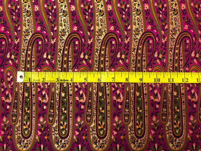 Silk Brocade fabric  intricate paisley jacquard in 4 color color schemes green ,red/ BRO1084