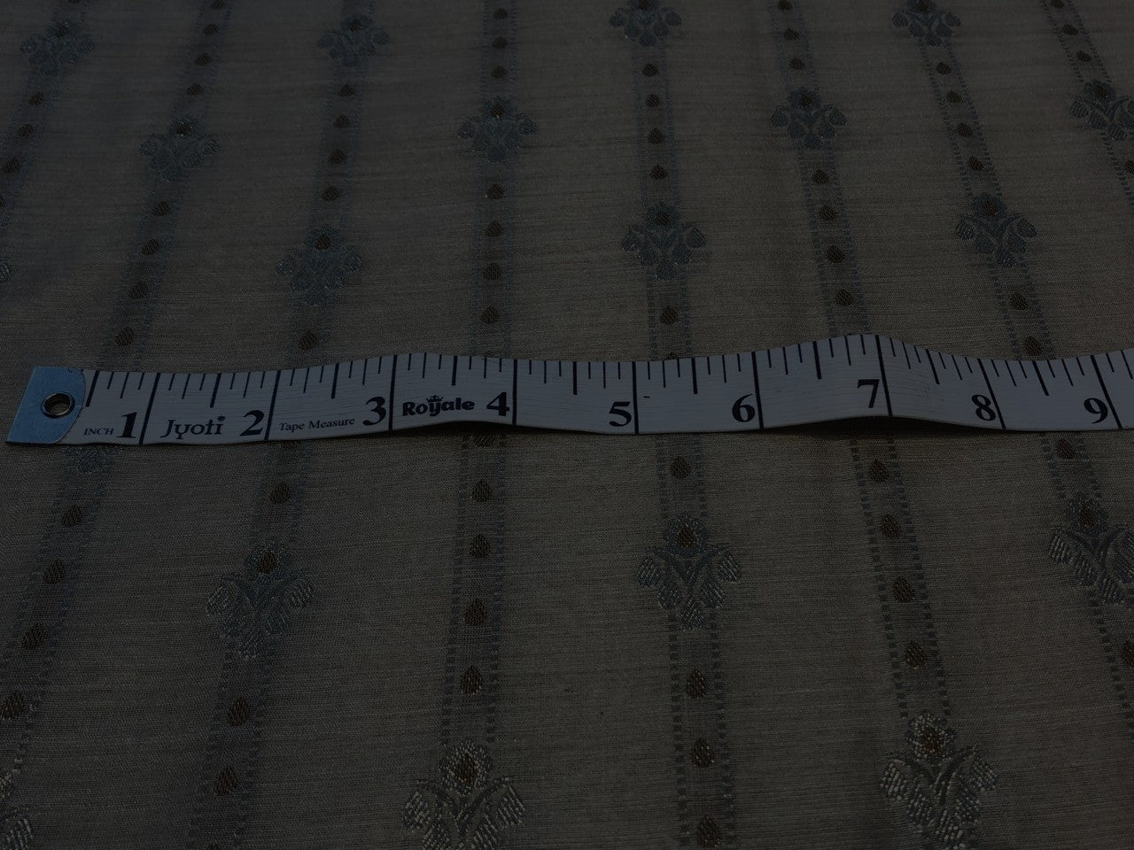 100% Silk munga Brocade fabric with gold zari horizontal stripes with floral jacquard BRO1090[3]