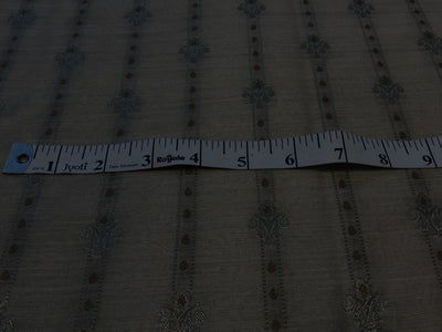 100% Silk munga Brocade fabric with gold zari horizontal stripes with floral jacquard BRO1090[3]