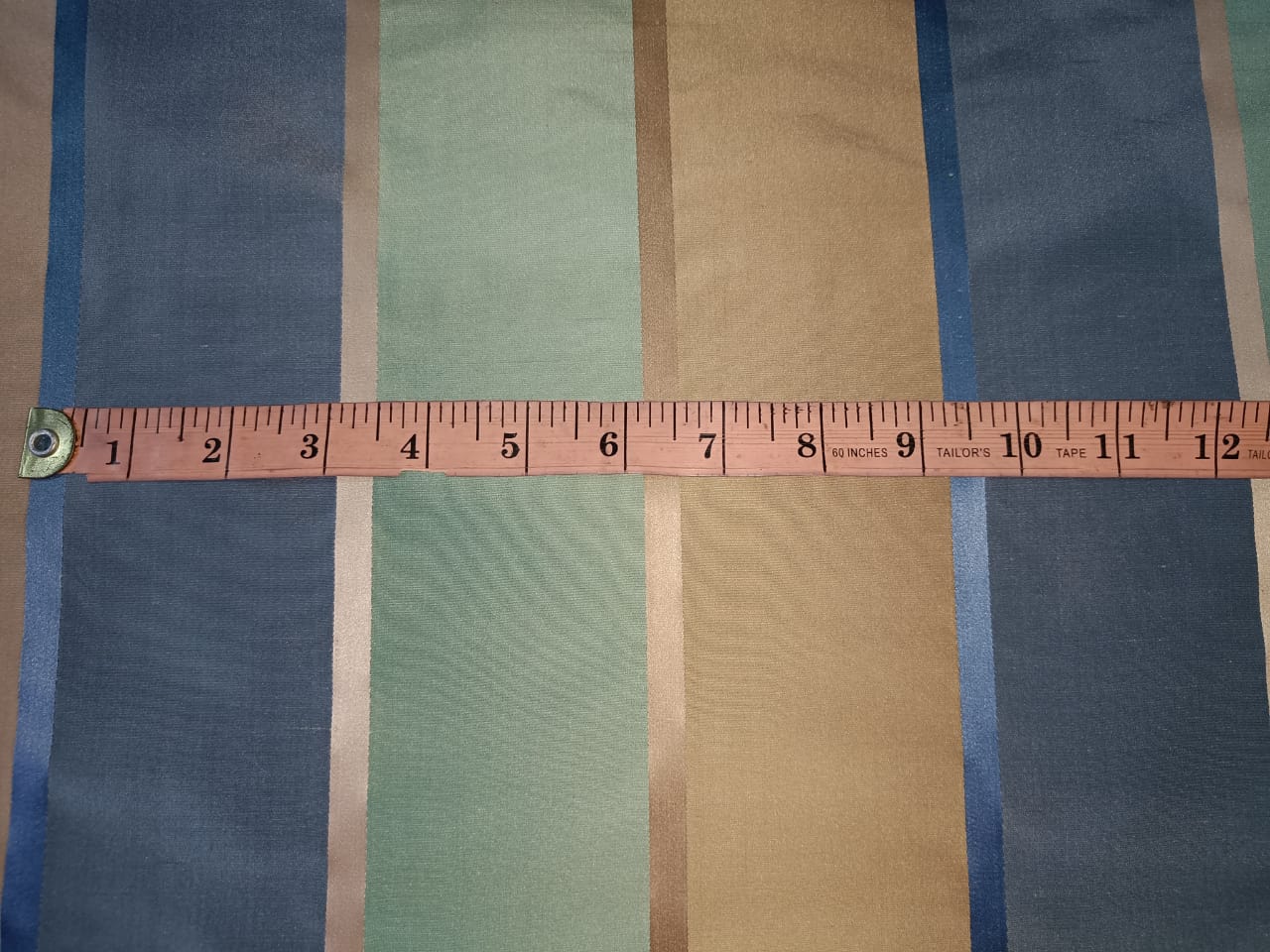 100% SILK TAFFETA FABRIC GREEN,BLUE,BEIGE COLOR WITH SATIN STRIPES 54" wide TAF#S127[1]