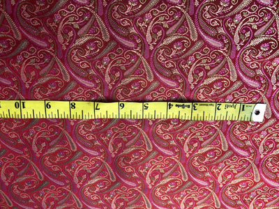 Silk Brocade fabric multi color paisleys available in 4 colors red , green , minty olive and silver BRO1089