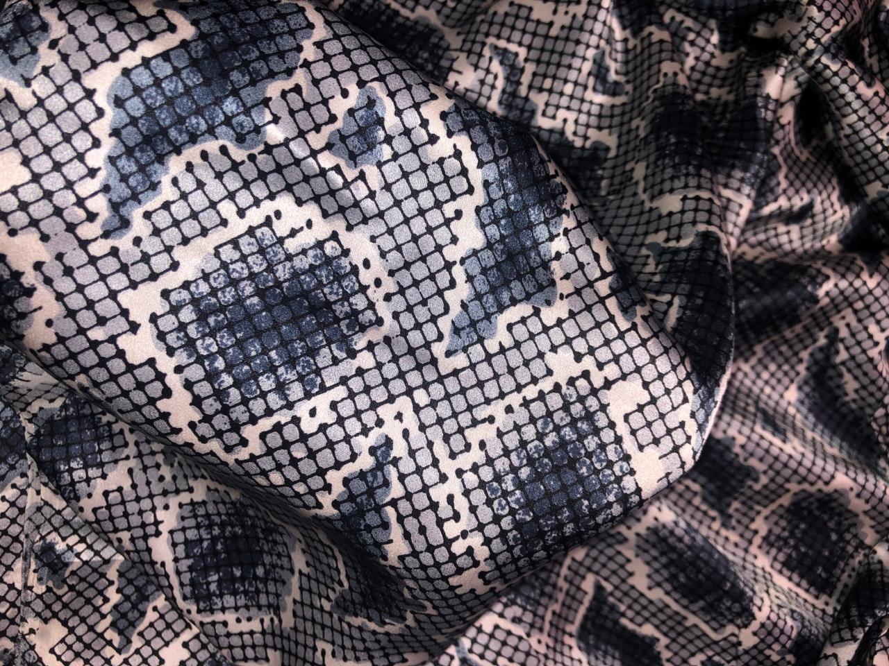 100% Pure Silk Satin 80 grams 54"Wide Fabric abstract print  available in 2 colors black and brown  [18285/86]