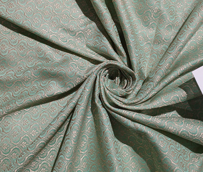 Silk Brocade fabric with leaf  jacquard available in3 colors sky blue , mint and lilac BRO990