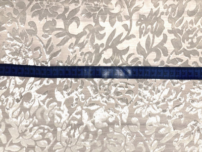 White Devore Polyester Viscose Burnout Velvet fabric ~ 44" wide available in 3 designs floral vines, abstract rose and floral [18291/92/93]