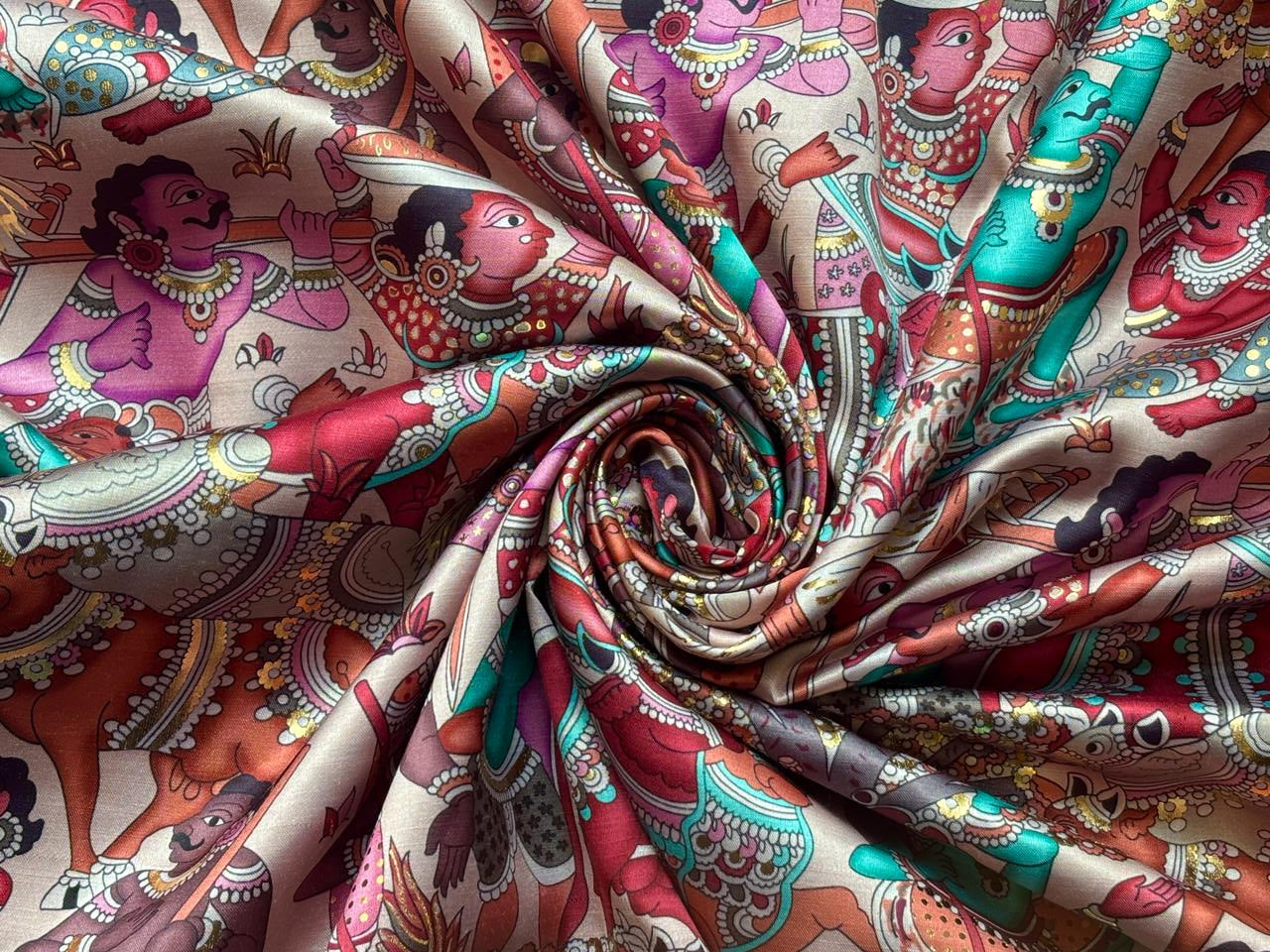 Modal Satin Digital Foil Print 44" available in 3 prints Indian classic ,grey floral and snake skin floral [18607/08/09]