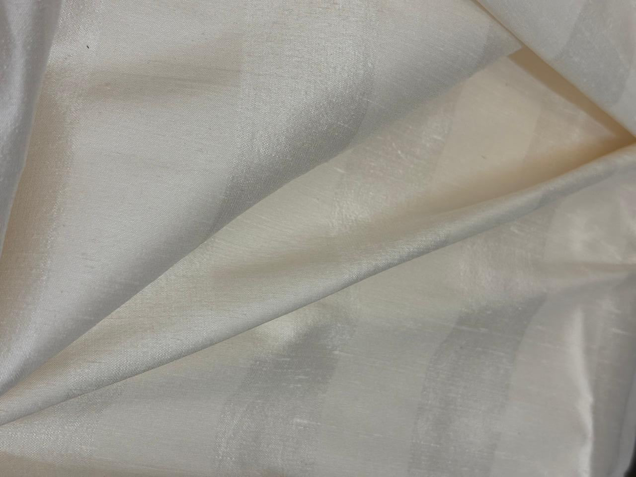 100% Pure Silk dupion self white  stripe 54" wide DUPS73[2]