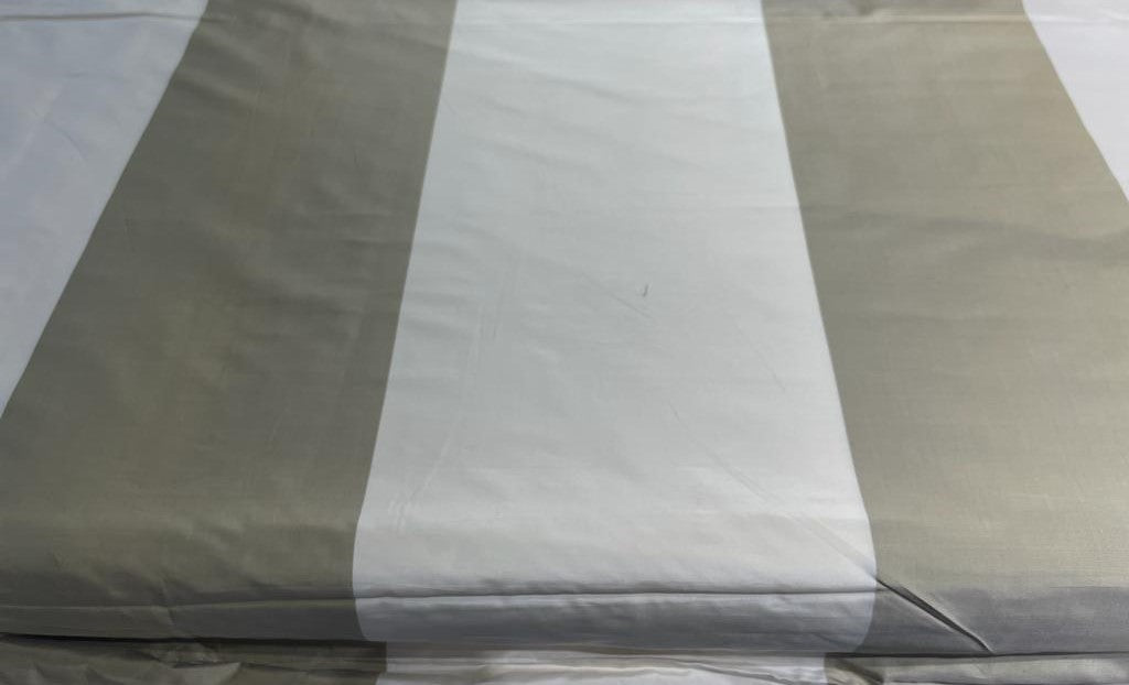 100% SILK TAFFETA FABRIC OLIVE X CREAM STRIPES  54" Wide TAF#S58[3]