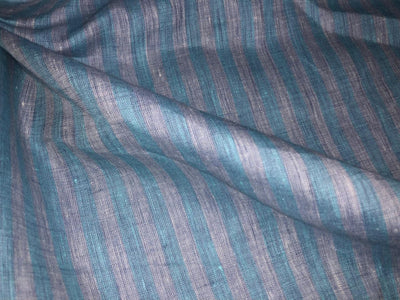 100% Linen stripe 60's Lea Fabric 58"sky  blue and blue stripe [17220]
