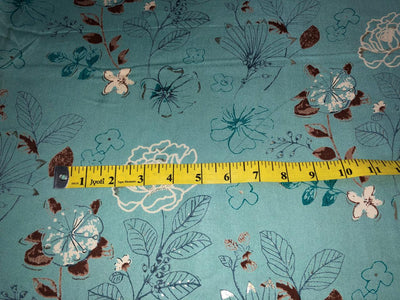 Premium Viscose Rayon fabric with foil print FLORAL 58" wide available in THREE  colors BEIGE, SEA GREEN AND DUSTY ROSE