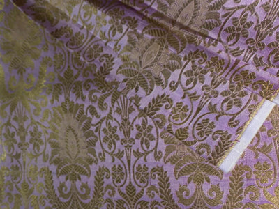 Silk Brocade fabric 44" wide with metallic gold jacquard  lilac color BRO805(2)NEW