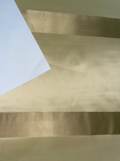 100% Silk Taffeta Fabric Gold with Beige satin stripes 54" wide TAFS64[2]