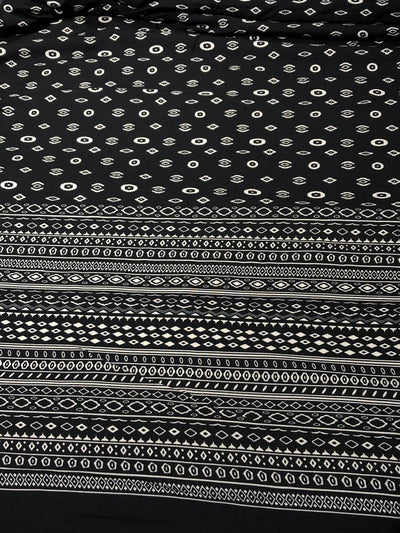Premium Viscose Rayon fabric black and white 58" wide ,has a 12"border at the bottom [17586]