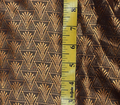 Brocade Fabric Golden Brown triangles with abstract motif Jacquard  44" BRO1029[4]
