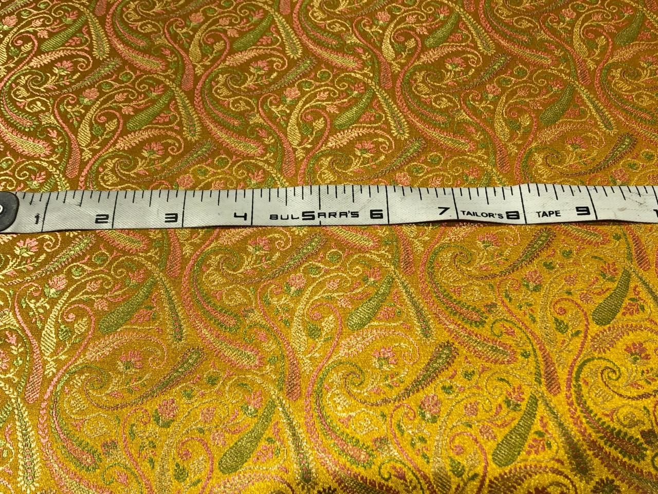 Silk Brocade fabric 44" wide paisley Jacquard available in 3 colors MANGO YELLOW /PINK AND ROYAL BLUE BRO941