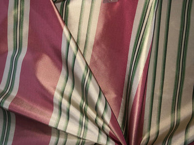 100% Silk tafetta stripe salmon,green and golden cream [tafnews28roll]