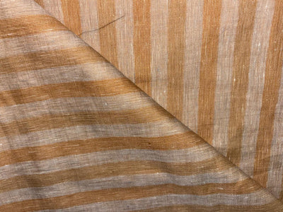 100% Linen stripe 60's Lea Fabric 58" wide beige and brown stripe [17195]