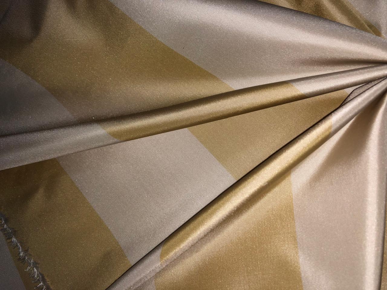 100% Silk Taffeta Fabric  cream and gold Stripes TAFS161[2] 54&quot; wide