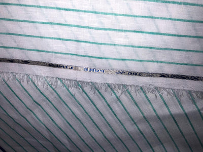 100% Linen stripe 60's Lea Fabric 58" wide available in 2 colors blue and sea green [17643/44]