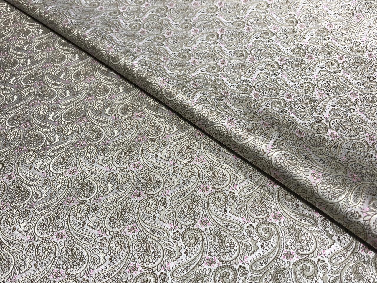 Brocade fabric subtle silver pink  color with paisley jacquard  44" wide reversable BRO1031[2]