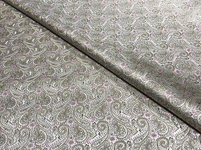 Brocade fabric subtle silver pink  color with paisley jacquard  44" wide reversable BRO1031[2]