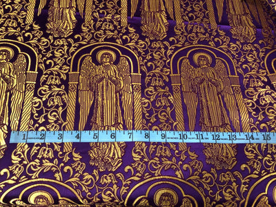 Brocade fabric VESTMENT 60" wide  available in PURPLE AND GOLD JESUS BRO962