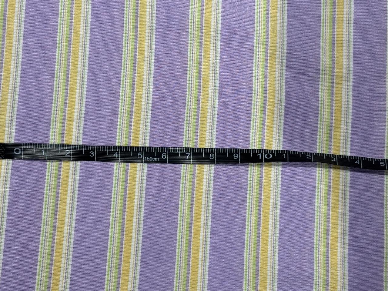 100% Cotton Poplin 56" wide lilac ,yellow and green  stripes  [18267]