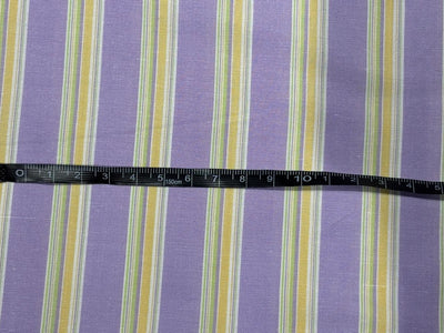100% Cotton Poplin 56" wide lilac ,yellow and green  stripes  [18267]