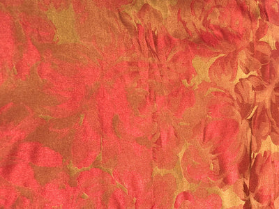 100% Silk Taffeta Fabric rusty red with dusty gold floral jacquard TAFJAQCNEW12[1]
