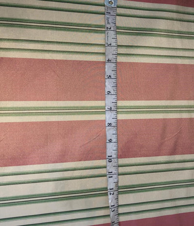 100% Silk tafetta stripe salmon,green and golden cream [tafnews28roll]