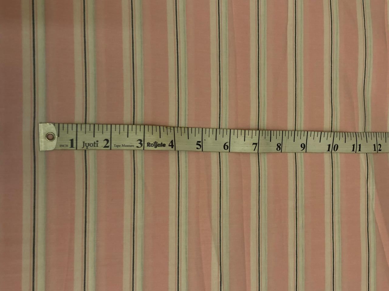 100% Cotton Poplin pastel pink/white and black stripes running horizontal  [18688]