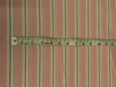 100% Cotton Poplin pastel pink/white and black stripes running horizontal  [18688]