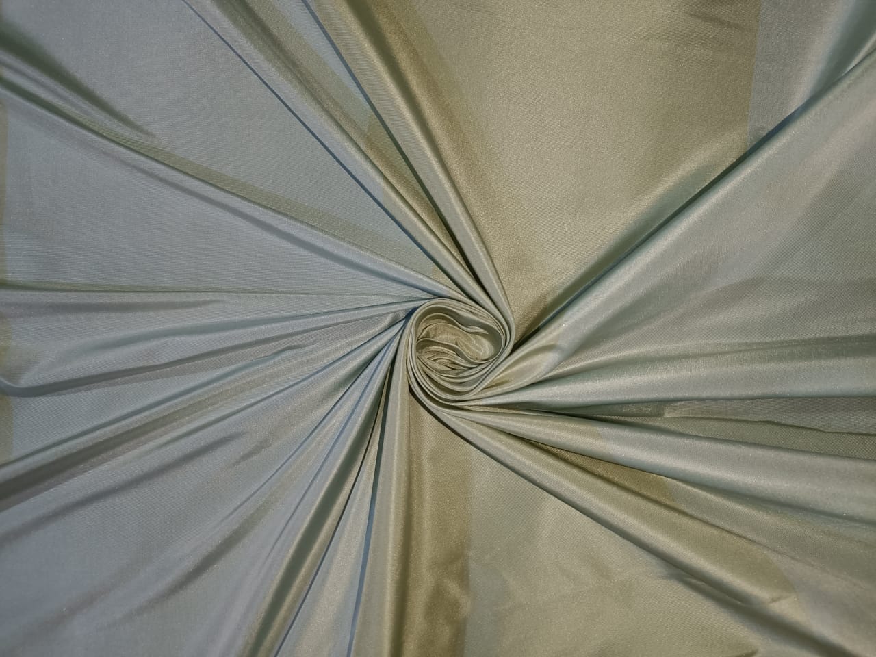 Silk Taffeta Fabric Very Light Blue &amp; Olive stripes 54" wide Taf#S54