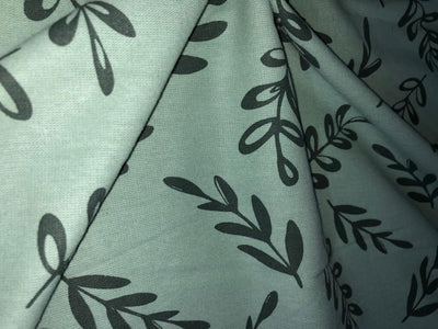 100% Cotton Matty mint green color fabric with  digital green  leaf  print [16349]