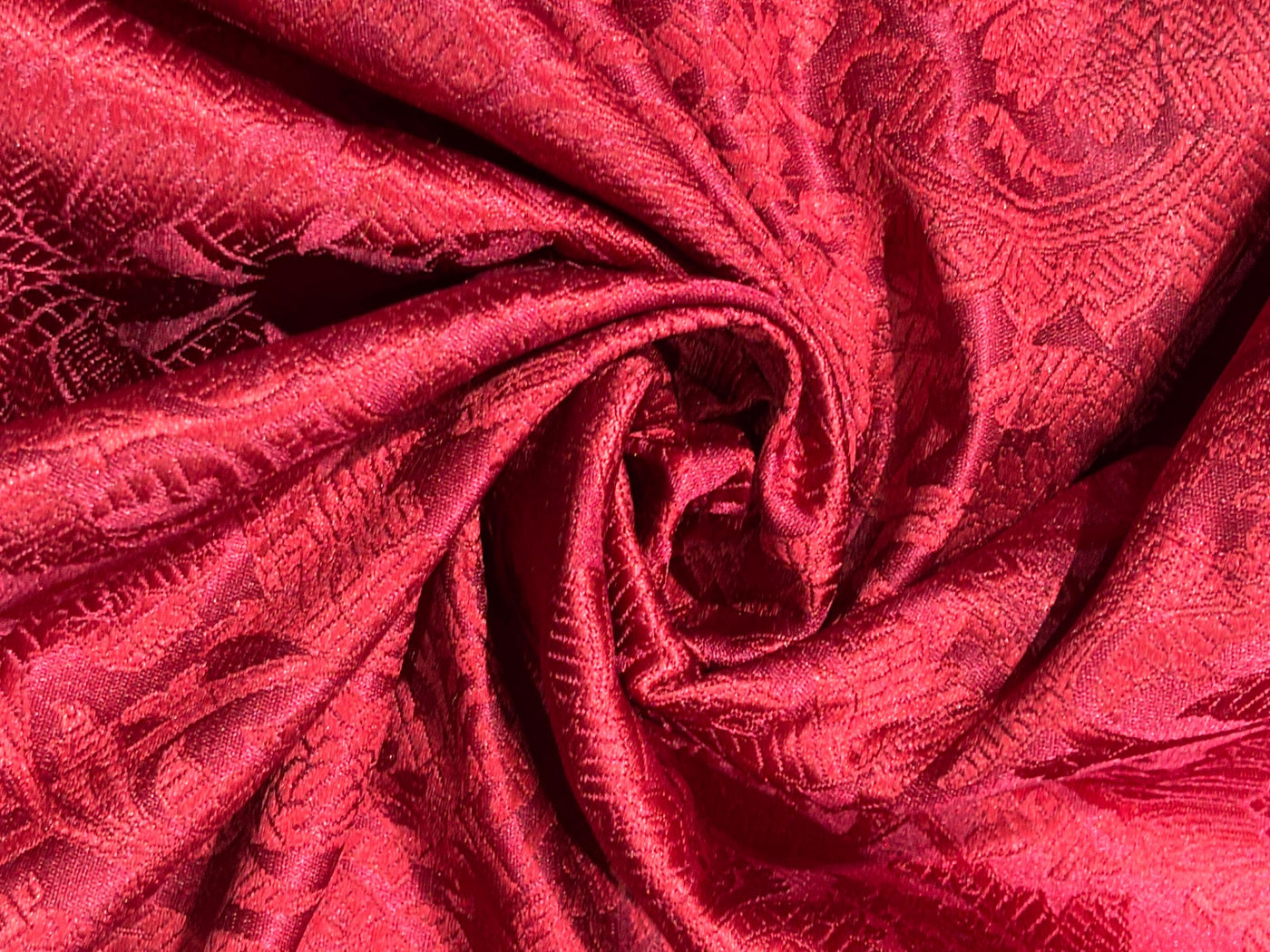 Brocade Fabric self FLORAL Jacquard cherry red  44" BRO984[8]