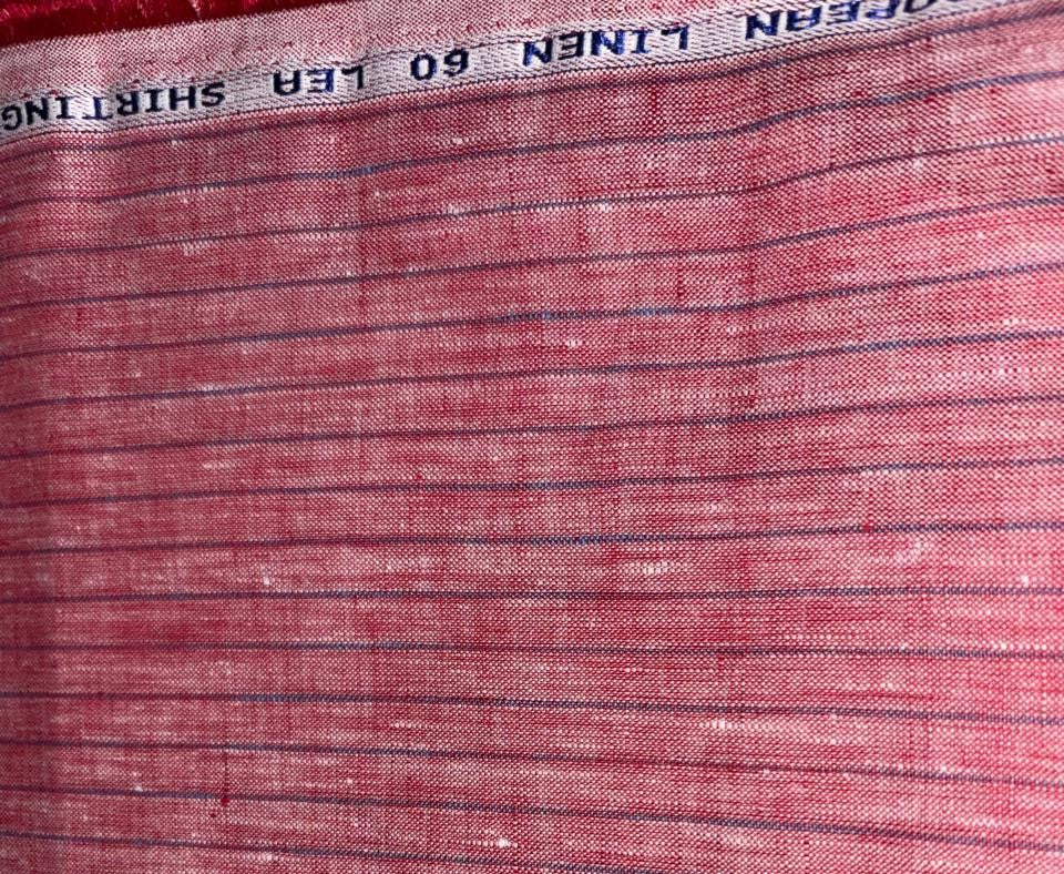 100% Linen stripe 60's Lea Fabric red and blue stripe58" wide [17193]