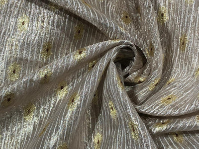 Tissue Crushed sheer mina MOTIF jacquard fabric 44"wide available in 3 colors gold, silver gold and silver grey[18254/55/56/57]