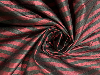 100% Pure Silk dupion STRIPE available in 2 colors PURPLE/BLACK and BURGANDY/BLACK  Fabric 44" wide DUPS71[1/2]
