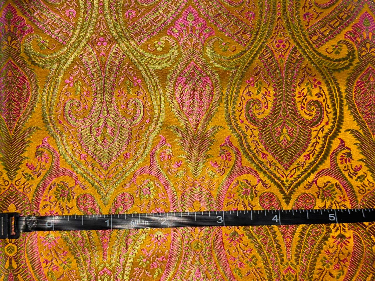 Silk Brocade fabric 44"bright paisley  jacquard available in 4 colors pink/blue/gold , mango/pink/green ,burgundy/green/gold and ink blue/teal/red   BRO1045
