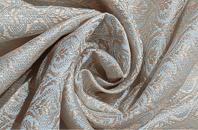 Silk Brocade fabric with leaf  jacquard available in3 colors sky blue , mint and lilac BRO990