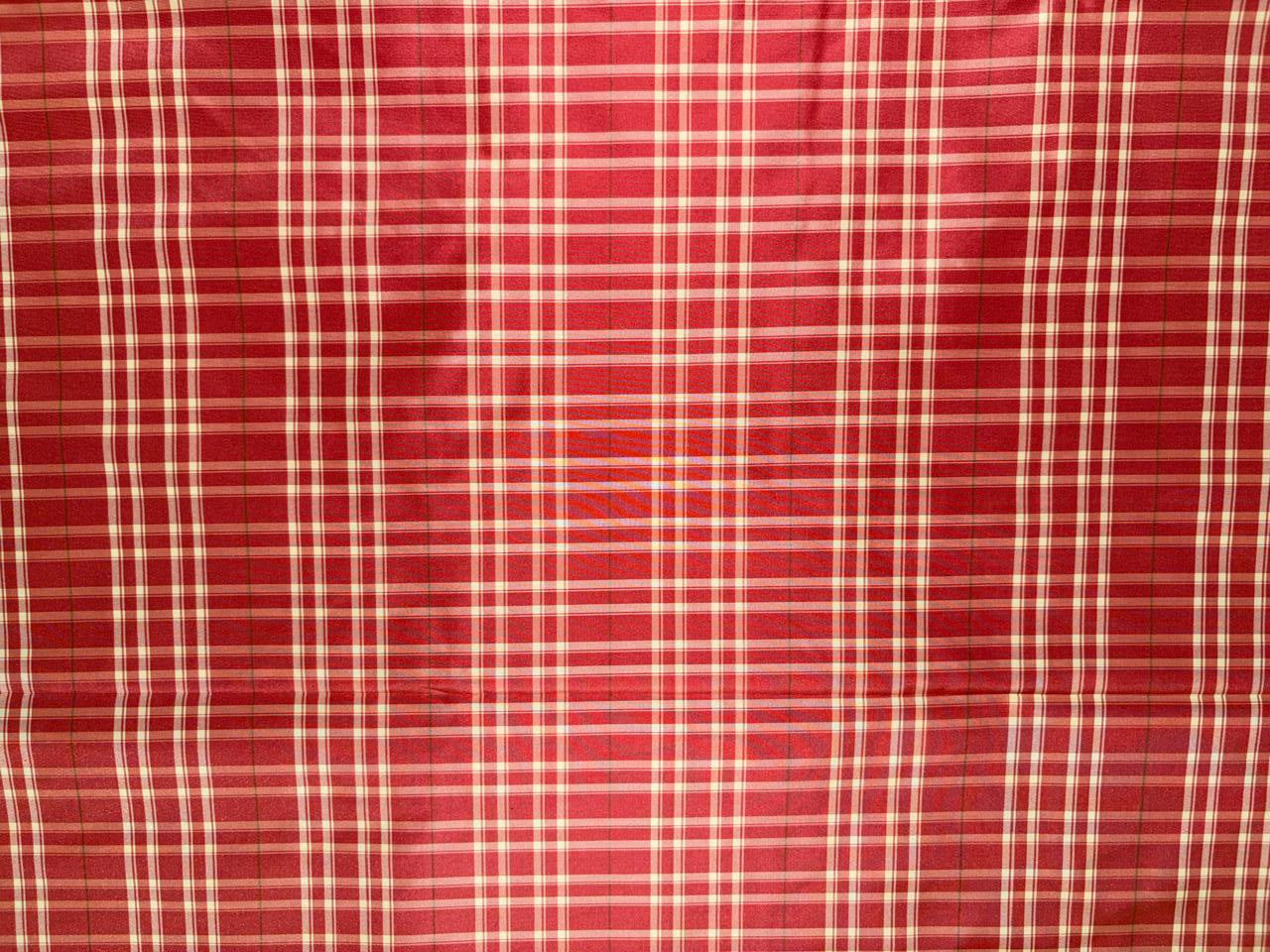 Silk Taffeta Fabric coral ivory plaids 54” Wide (TAFC71)