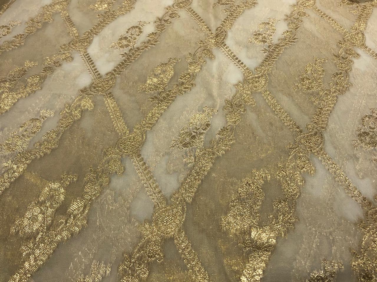 NYLON tissue with jacquard fabric  44"~wide available in 2 designs floral vines and geometric paisleys [17172/73]