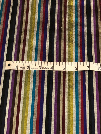 100% Pure Silk dupion  multi color stripe 52" wide DUPS73[1]
