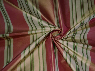 100% Silk tafetta stripe salmon,green and golden cream [tafnews28roll]