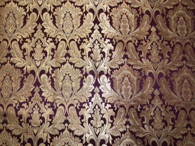 Silk Brocade fabric king khab WINE X METALIC GOLD 44" wide BRO1086[3]