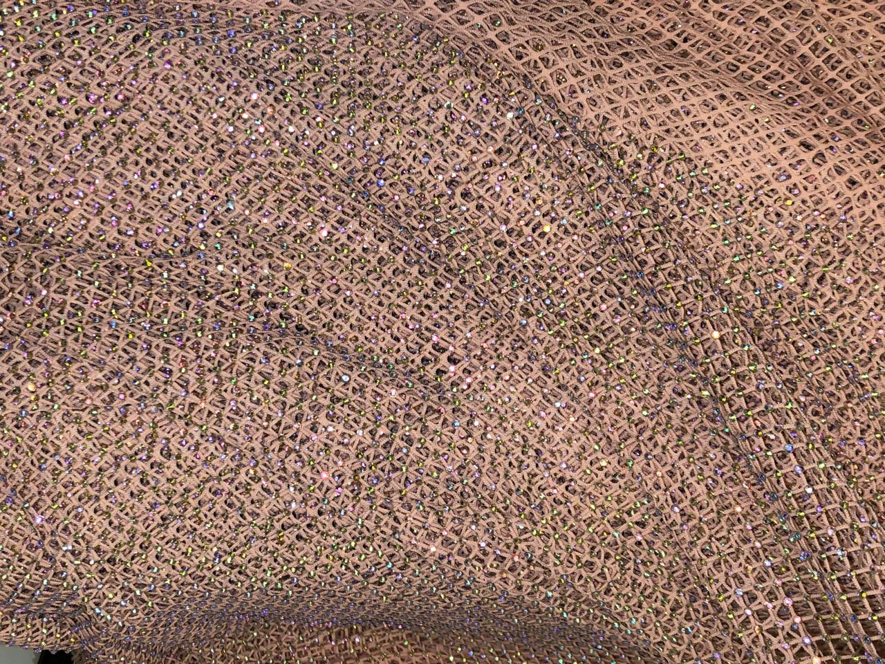 Rhinestone Mesh, Stretchable Fabric Crystal Diamond Stretch Crystal Fishnet Sheets available in 2 colors pink and white [18428/29]