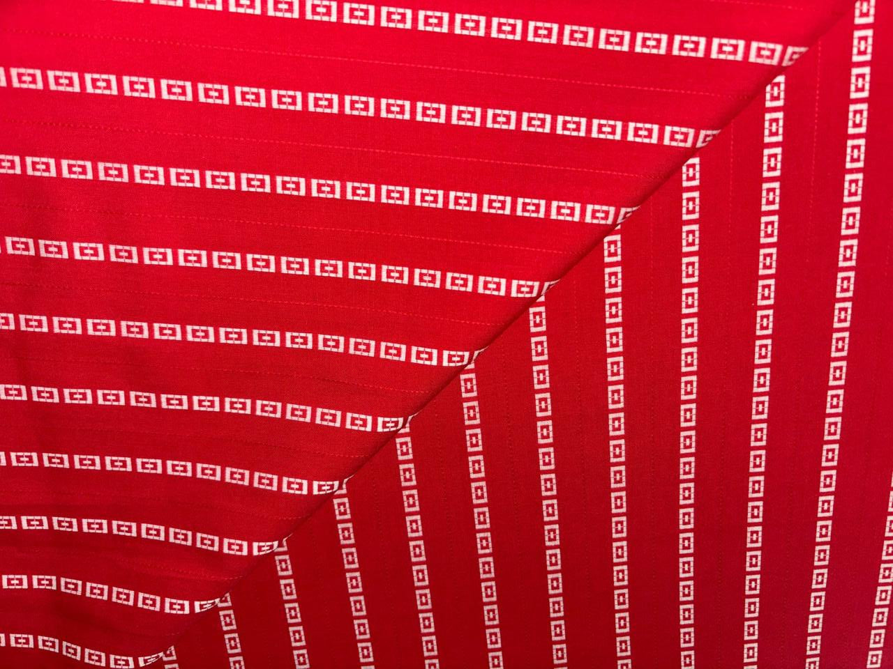 Cotton 90% Viscose 10% Fancy  print red with white design stripe  58" wide [17211]