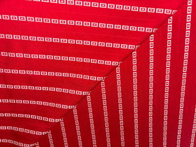 Cotton 90% Viscose 10% Fancy  print red with white design stripe  58" wide [17211]