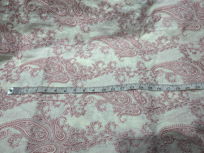 100% Linen  Kashmiri Embroidery available in 3 colors ivory with pink paisleys ,camel with navy paisley and ivory with beige paisley